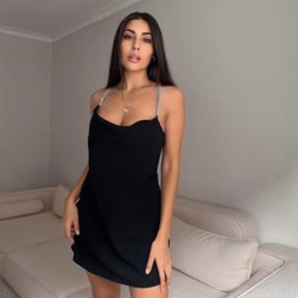 Zara Draped Dress With Jewel Chains Size M